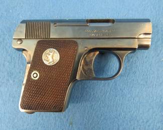 Lot 19. Colt Automatic 25 semi-auto pistol.&nbsp; Ser. No. 274951.&nbsp; Includes two magazines.