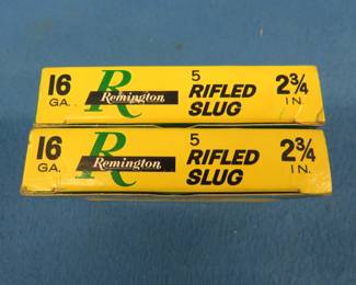 Lot 142. Remington 16 gauge rifled slugs.&nbsp; 2 3/4".&nbsp; 2 boxes of 5 each