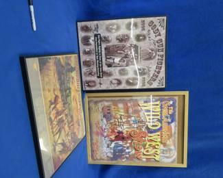 Lot 320. Three Western framed posters. Some are autographed with no COA