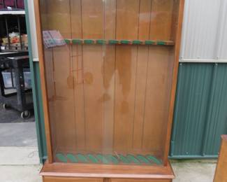 Lot 163. 10-place gun cabinet with sliding glass doors.&nbsp; 65" x 36" x 12.5"