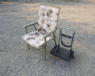 Lot 452. Folding luggage cart and a patio chair