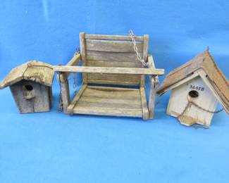 Lot 305. Two birdhouses and a vintage child's swing