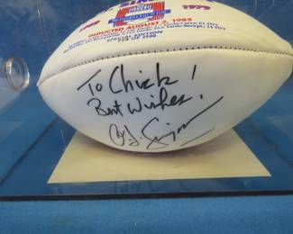 Lot 28. Autographed O.J. Simpson football with COA.&nbsp; Special Edition 728 out of 2500.