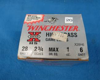 Lot 106. Winchester Super X 28 gauge.&nbsp; 2 3/4"&nbsp; {#}6 shot.&nbsp; 20 total rounds.