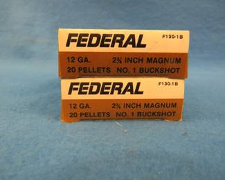 Lot 145. Federal Hi-Power 12 gauge No. 1 buckshot.&nbsp; 2 3/4" magnum.&nbsp; 10 total rounds.