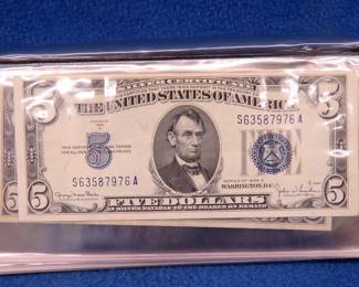 Lot 326. Two 5.00 Silver certificates