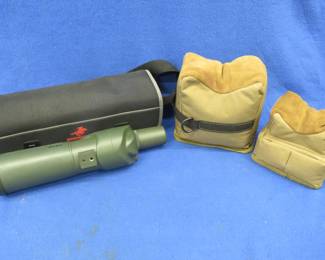 Lot 185. Winchester WT-631 spotting scope with case and two shooting bag rests