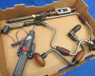 Lot 190. Vintage hand tools and an electric screwdriver