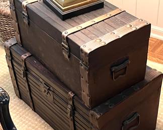 Pair of wooden trunks