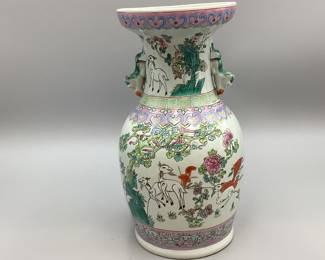 Chinese Famille Rose Goat Scene Vase