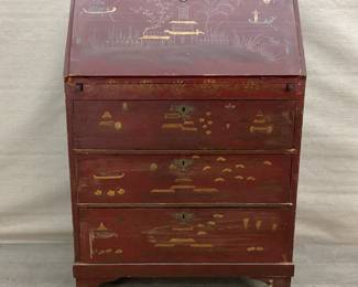 Chinese Chinoiserie Red Desk