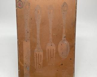 1930s Copper Printer's Block Sterling Silver Flatware Ad