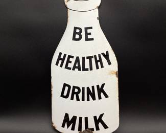 Antique Porcelain Milk Sign