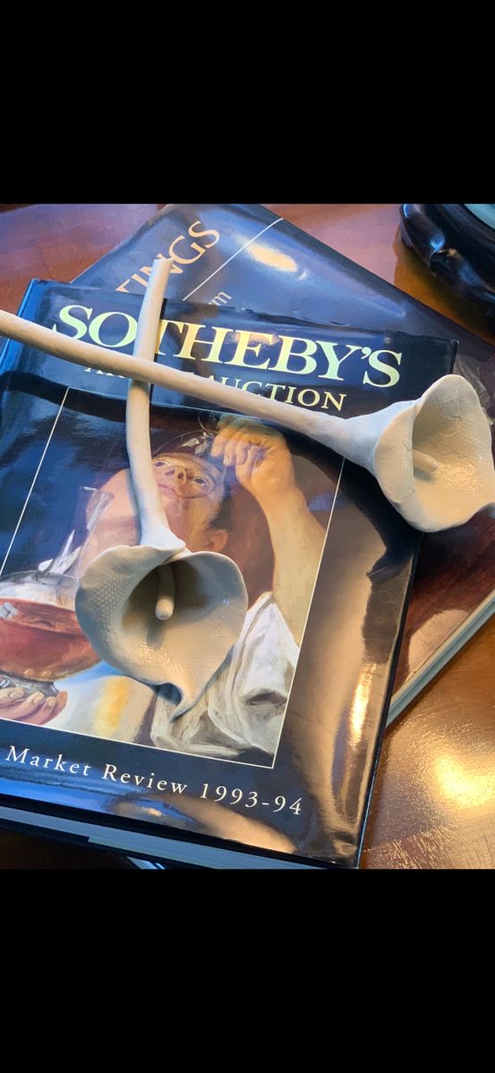 2 bisque porcelain lillies by the late Frank Fleming (Alabama) 