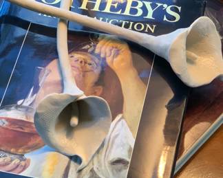 2 bisque porcelain lillies by the late Frank Fleming (Alabama) 