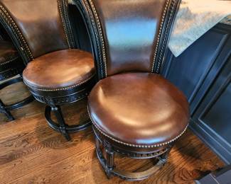 Frontgate Leather Barstools with nail head details