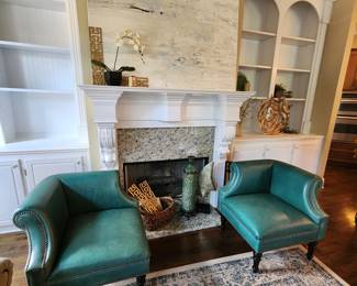 Leather Accent Chairs with Nailhead Trim