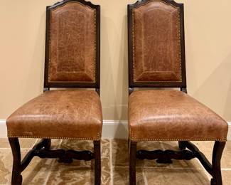 (2) Leather Chairs with Nailhead Trim