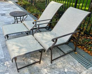 (4) Brown Jordan Armchairs & Ottomans