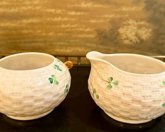 Belleek Creamer & Sugar Bowl 