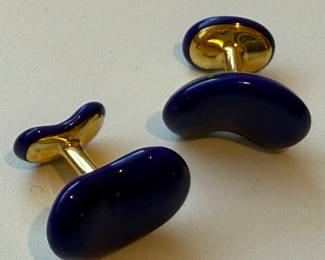 Tiffany & Co. Elsa Peretti Lapis & 18K Cufflinks