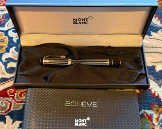 Boheme Platinum & Black Lacquer Stripes Rollerball Pen