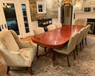 John Widdicomb Double Pedestal Dining Table &  2 Leaves
