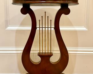 Maitland Smith Lyre Polished Side Table with Brass Paw Feet