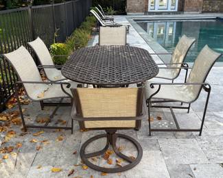 Brown Jordan Table with 4 Armchairs & 2 Swivel Armchairs