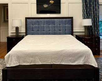 Nancy Corzine "Museum" King Bed with Upholstered Leather Headboard & Tempurpedic Mattress