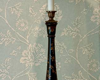 (2) Hand Painted Toleware Buffet Lamps