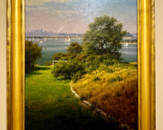 "Boston Harbor from George's Island" Oil on Canvas, Signed Joseph McGurl