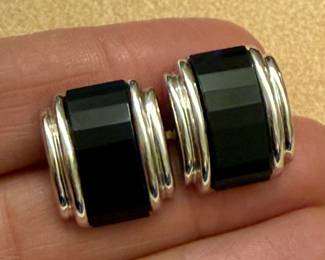 14K White Gold & Onyx Cufflinks