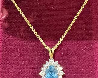 14K Blue Stone Necklace