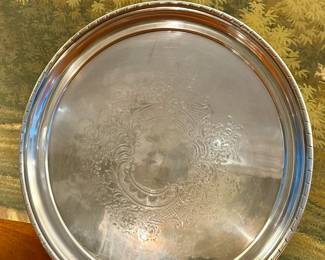Etched Silver Plate Serving Tray