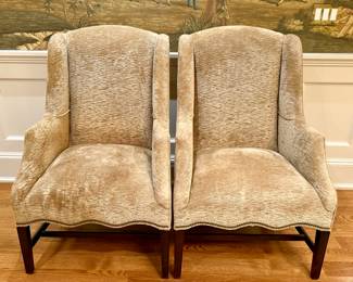 (2) Wesley Hall Armchairs with Nailhead Trim 