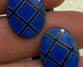 Tiffany & Co. Sterling & Enamel Cufflinks