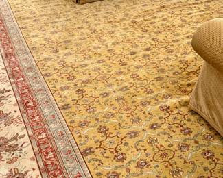 Wool Area Rug (mustard, maroon, cream) - 15'2" x 19'10"