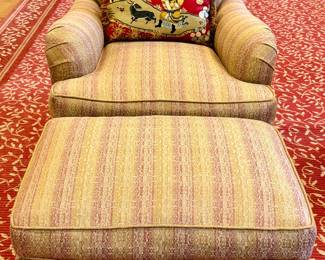 Upholstered Swivel Armchair & Ottoman