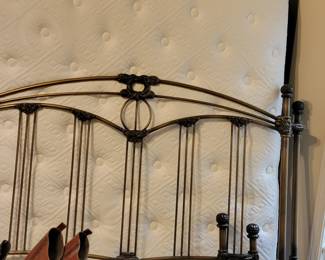 STERNS AND FOSTER "ESTATE" QUEEN MATTRESS AND BOX SPRING $200....ORNATE METAL QUEEN BEDFRAME HEAD/FOOTBOARD $75