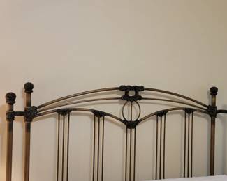 STERNS AND FOSTER "ESTATE" QUEEN MATTRESS AND BOX SPRING $200....ORNATE METAL QUEEN BEDFRAME HEAD/FOOTBOARD $75