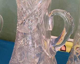 Very heavy brilliant cut glass pitcher