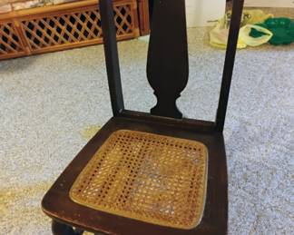 Mahogany caned small sewing rocker