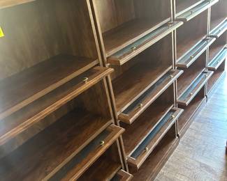 Great wood bookshelves with Glass sliding covers