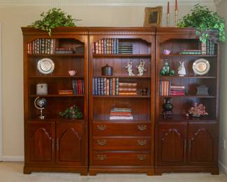 Vintage American Drew Bookcases — Each bookcase is 77" Tall x 18" deep x 34" wide (bottom section is 29" off the floor)