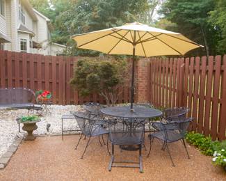 11-Piece Wrought Iron Patio Set includes Table with 6 Chairs, 3 Small side Tables and Bench