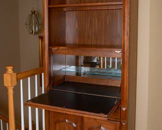 Vintage Dry Bar Bookcase Curio Cabinet
32” W x 17 1/2” D x 77 3/4” H