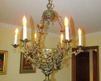 Antique French brass chandelier