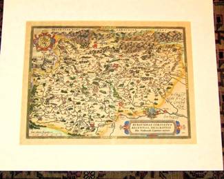 Antique (circa 1579) map of Burgundy, France