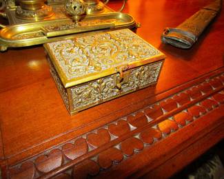 Brass repousse' art nouveau box